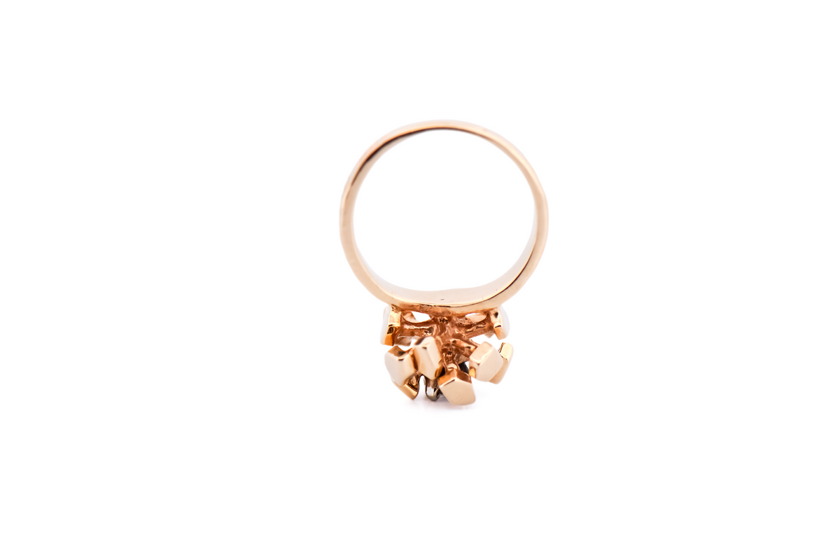 Mid-Century Modern Brutalist Diamond Engagement Ring - Gold Nugget Style