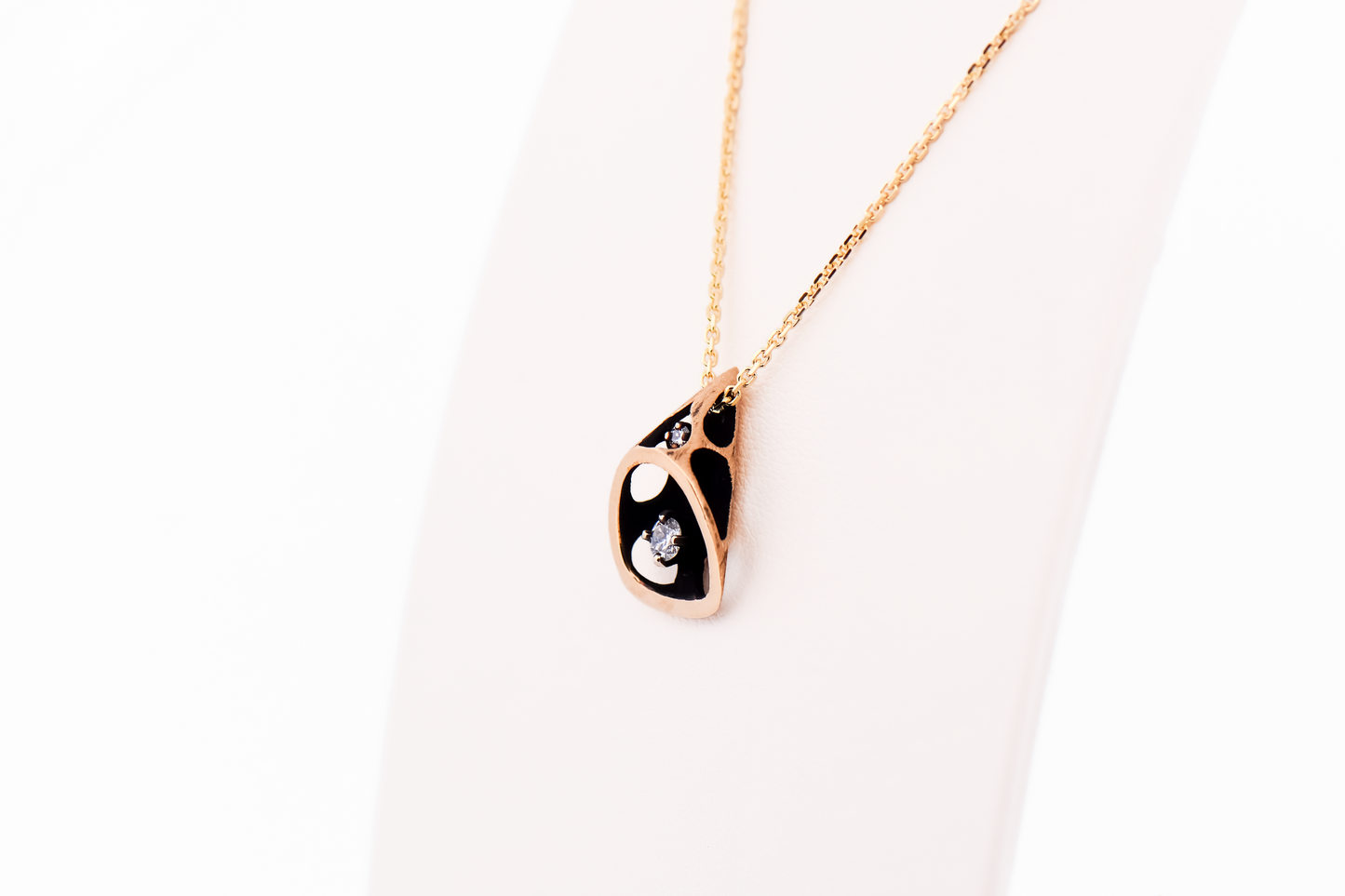 Mid-Century Modern Brutalist Pendant with Gold, Diamonds and Black Antiquing
