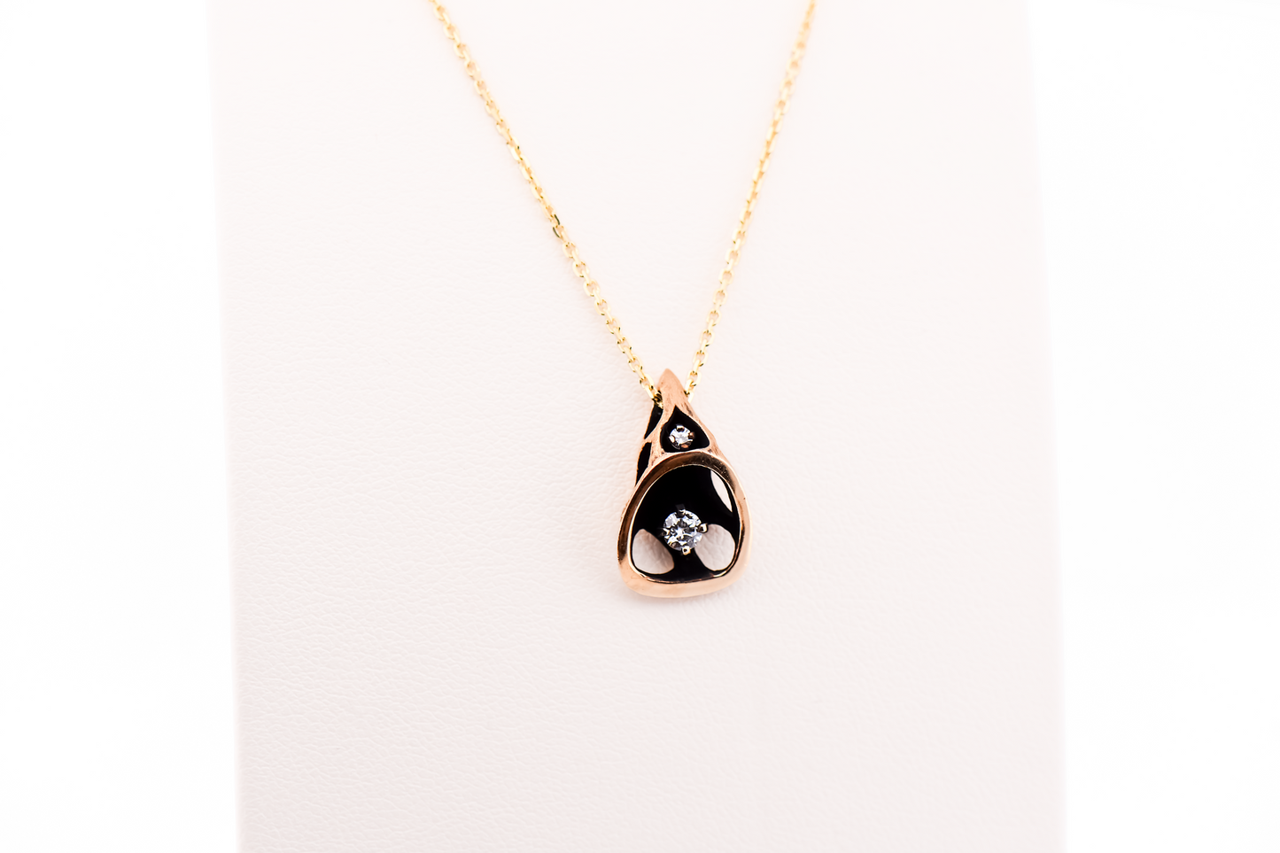 Mid-Century Modern Brutalist Pendant with Gold, Diamonds and Black Antiquing
