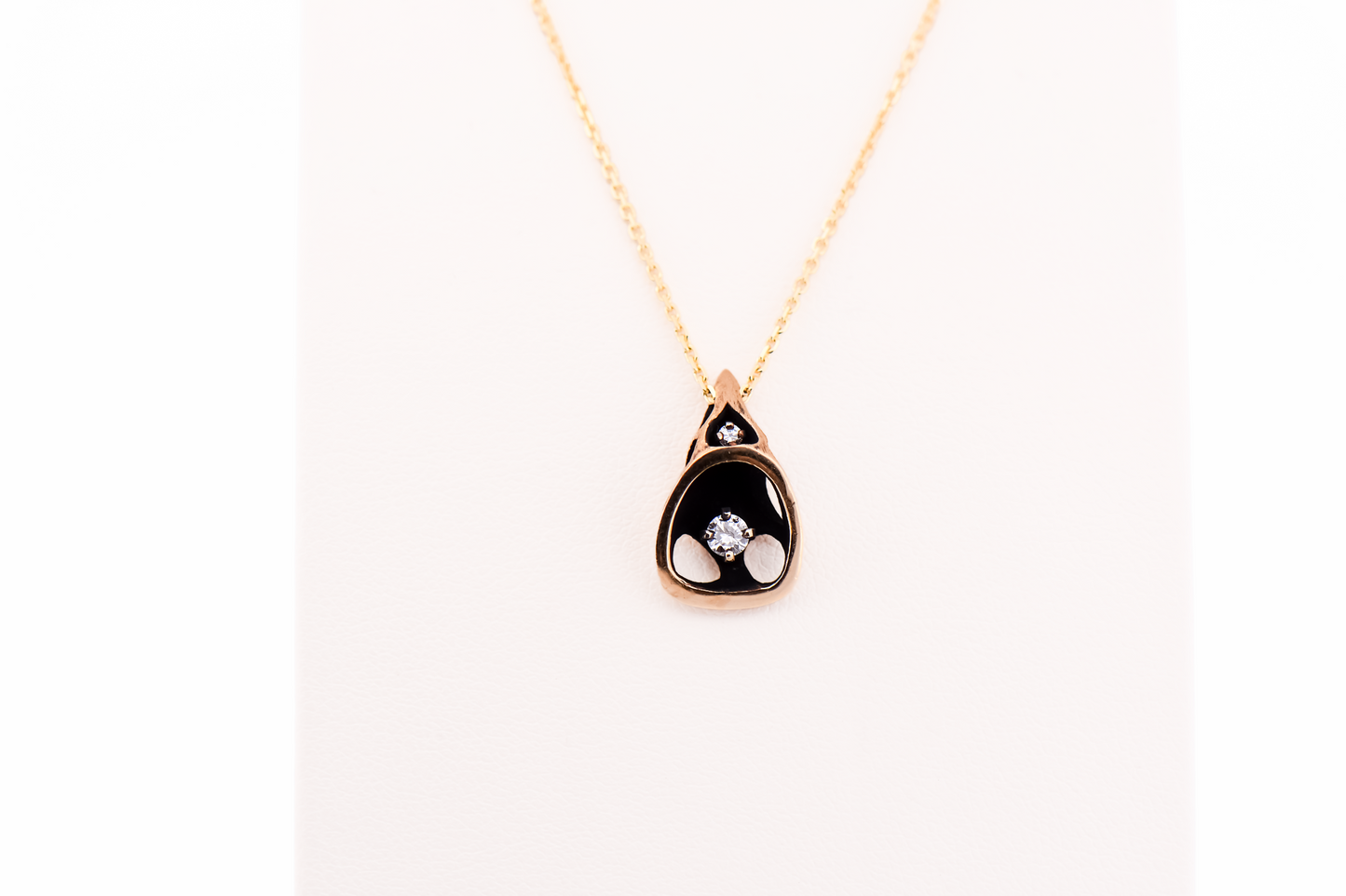 Mid-Century Modern Brutalist Pendant with Gold, Diamonds and Black Antiquing