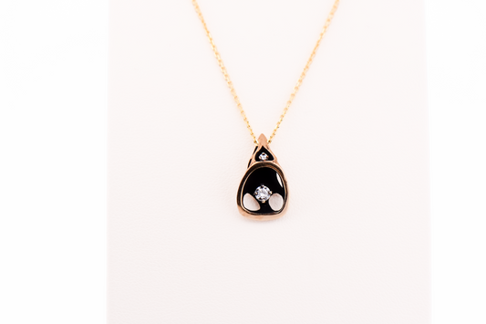 Mid-Century Modern Brutalist Pendant with Gold, Diamonds and Black Antiquing