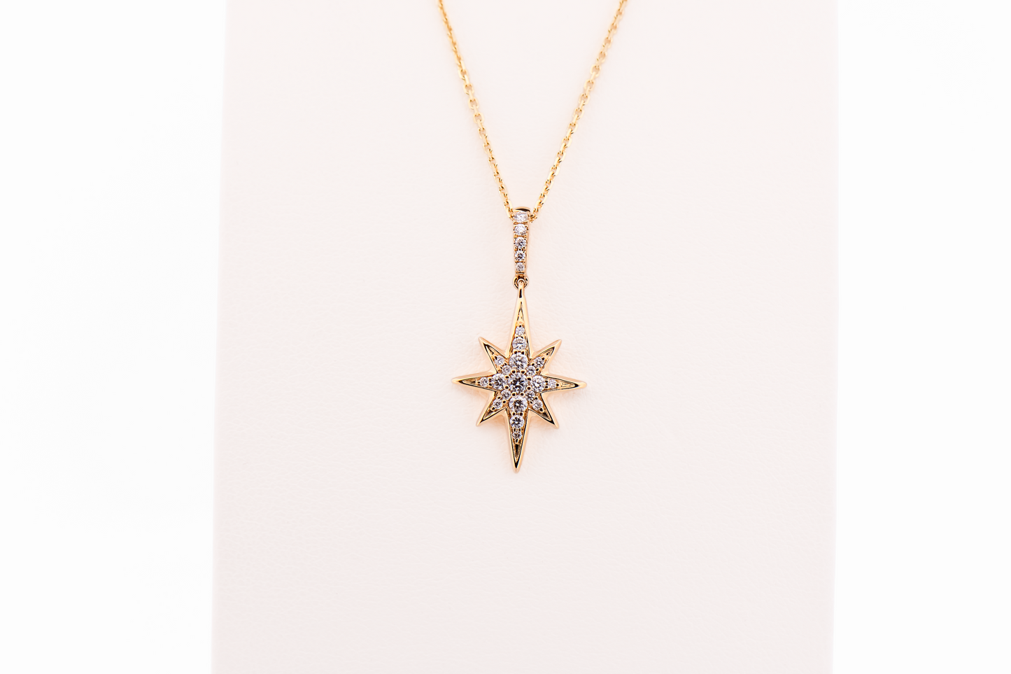 Modern 18k Yellow Gold & Diamond North Star Pendant