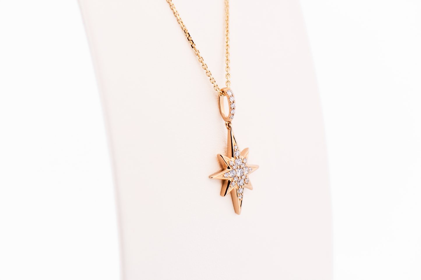 Modern 18k Yellow Gold & Diamond North Star Pendant