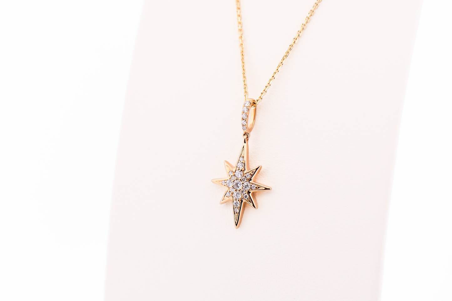 Modern 18k Yellow Gold & Diamond North Star Pendant