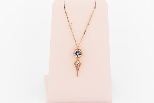 Modern Aquamarine & Diamond Necklace in Yellow Gold