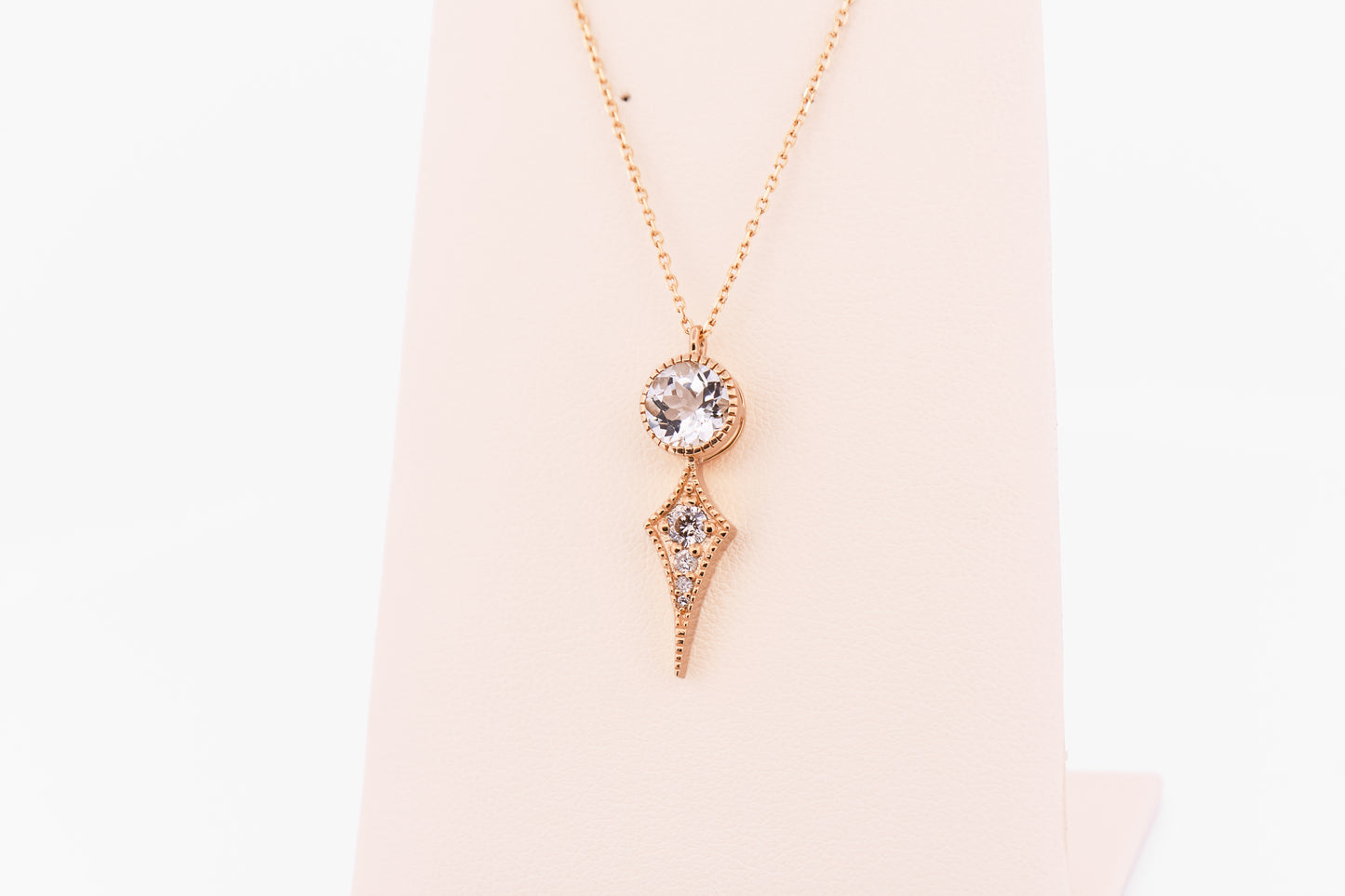 Modern Aquamarine & Diamond Necklace in Yellow Gold