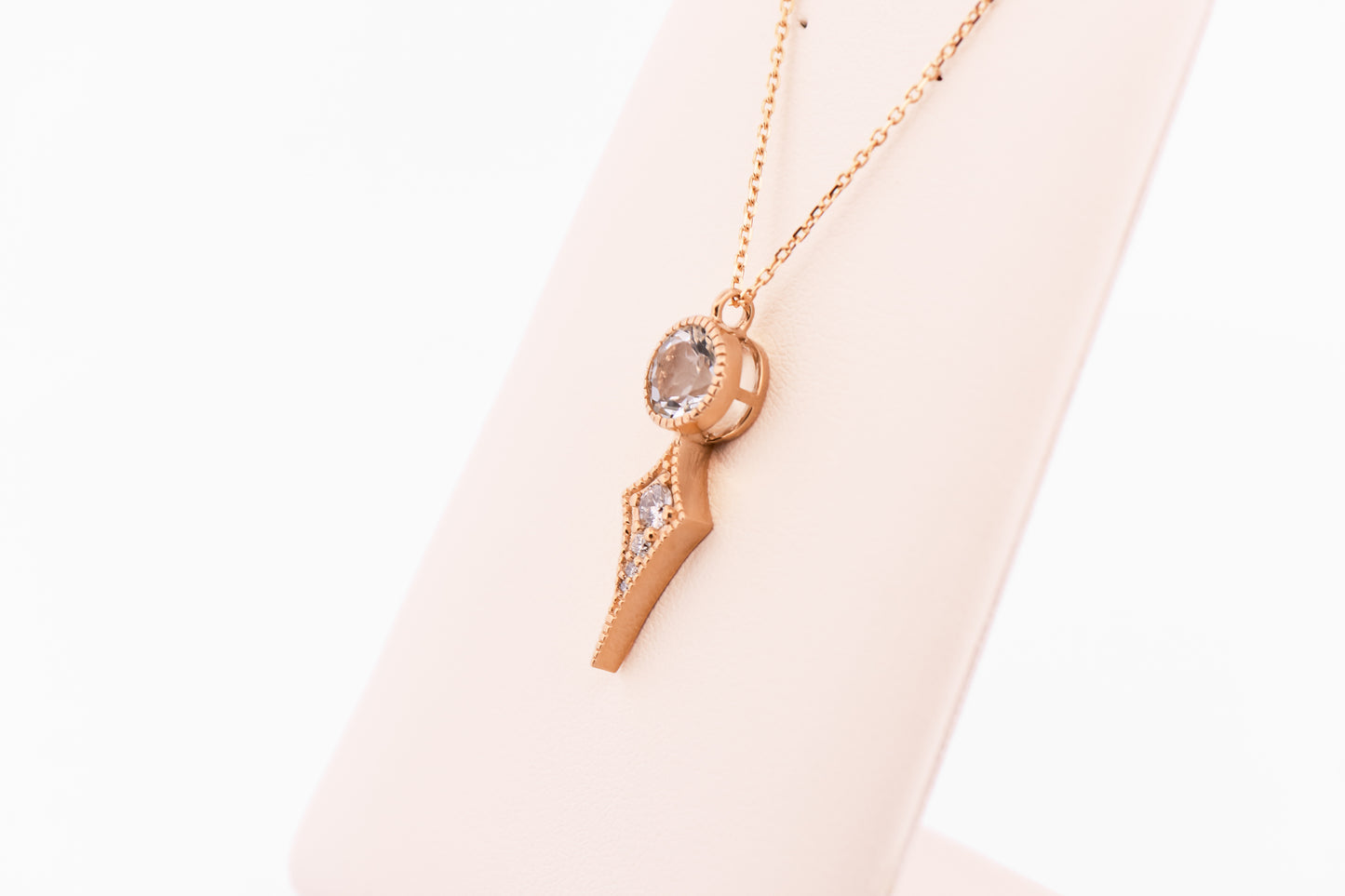 Modern Aquamarine & Diamond Necklace in Yellow Gold