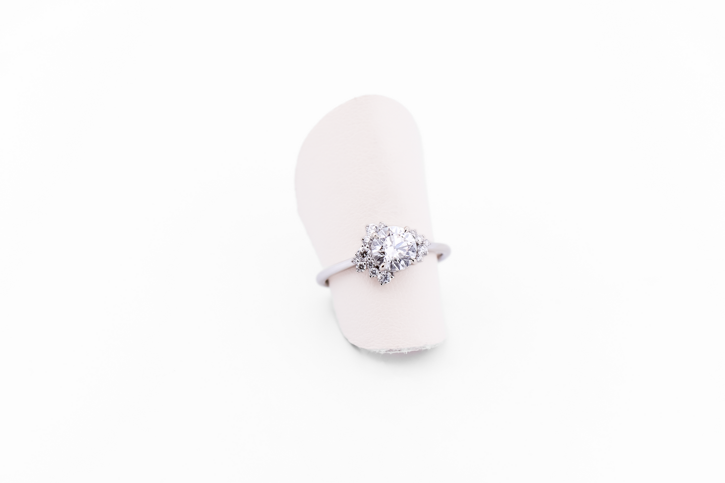 Modern Asymmetrical White Gold Engagement Ring with Lab Grown Diamond Center