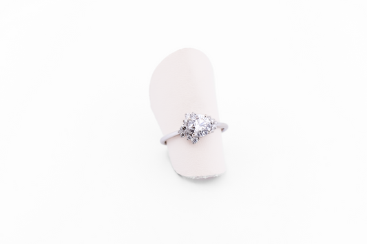 Modern Asymmetrical White Gold Engagement Ring with Lab Grown Diamond Center