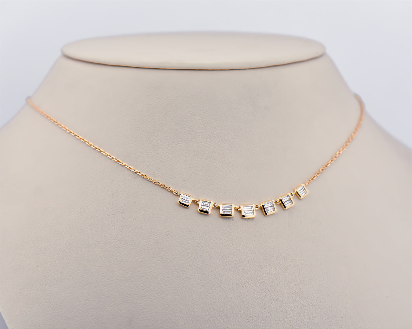 Modern Baguette Diamond Necklace on 18-Inch Chain
