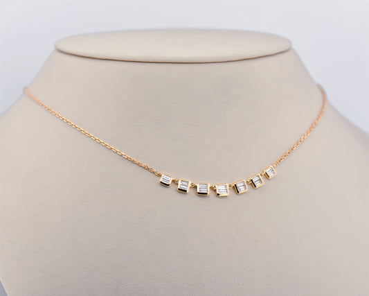 Modern Baguette Diamond Necklace on 18-Inch Chain