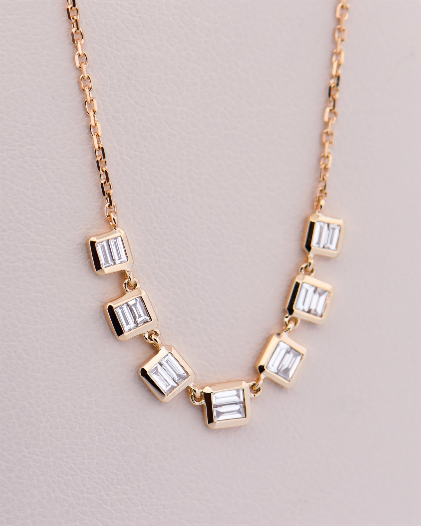 Modern Baguette Diamond Necklace on 18-Inch Chain