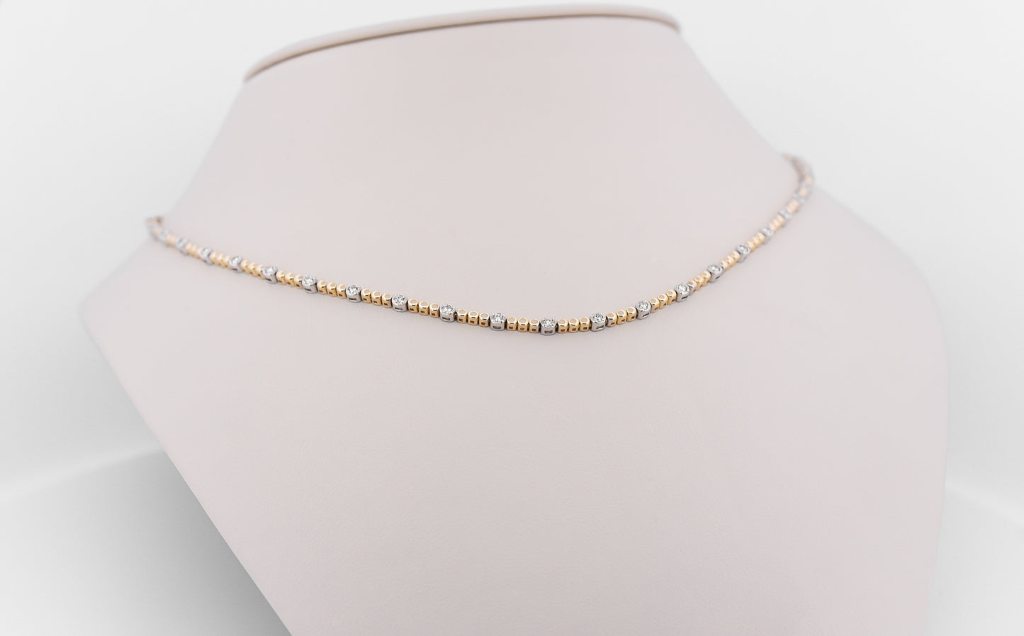 Modern Beaded Diamond Riviera Necklace with Paperclip Chain