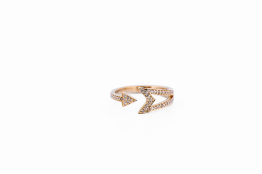 Modern Diamond Arrow Ring in Yellow Gold