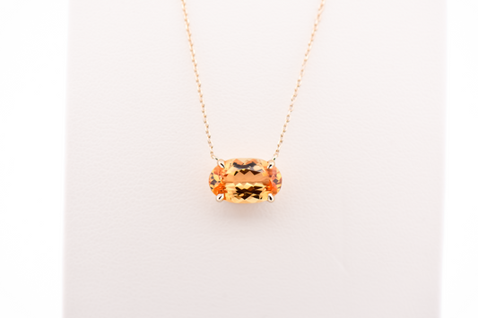 Modern East-West Necklace with Imperial Topaz set in Yellow Gold