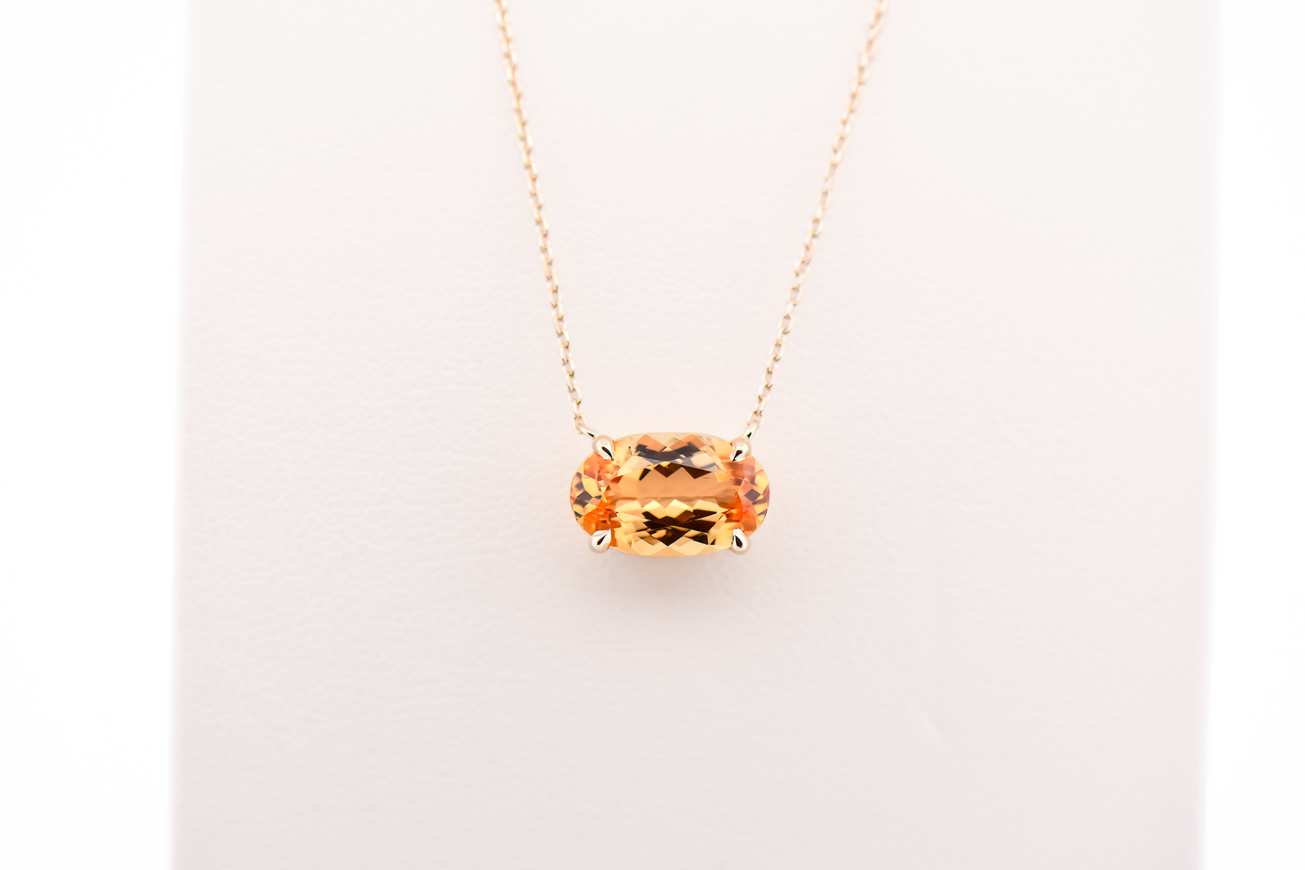 Modern East-West Necklace with Imperial Topaz set in Yellow Gold