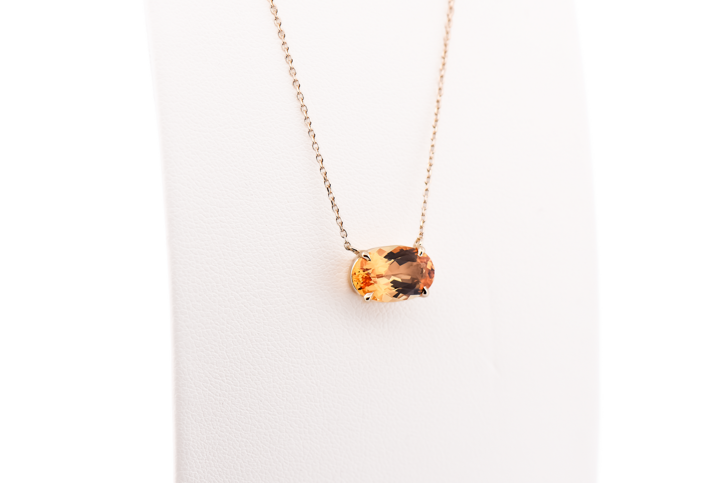 Modern East-West Necklace with Imperial Topaz set in Yellow Gold