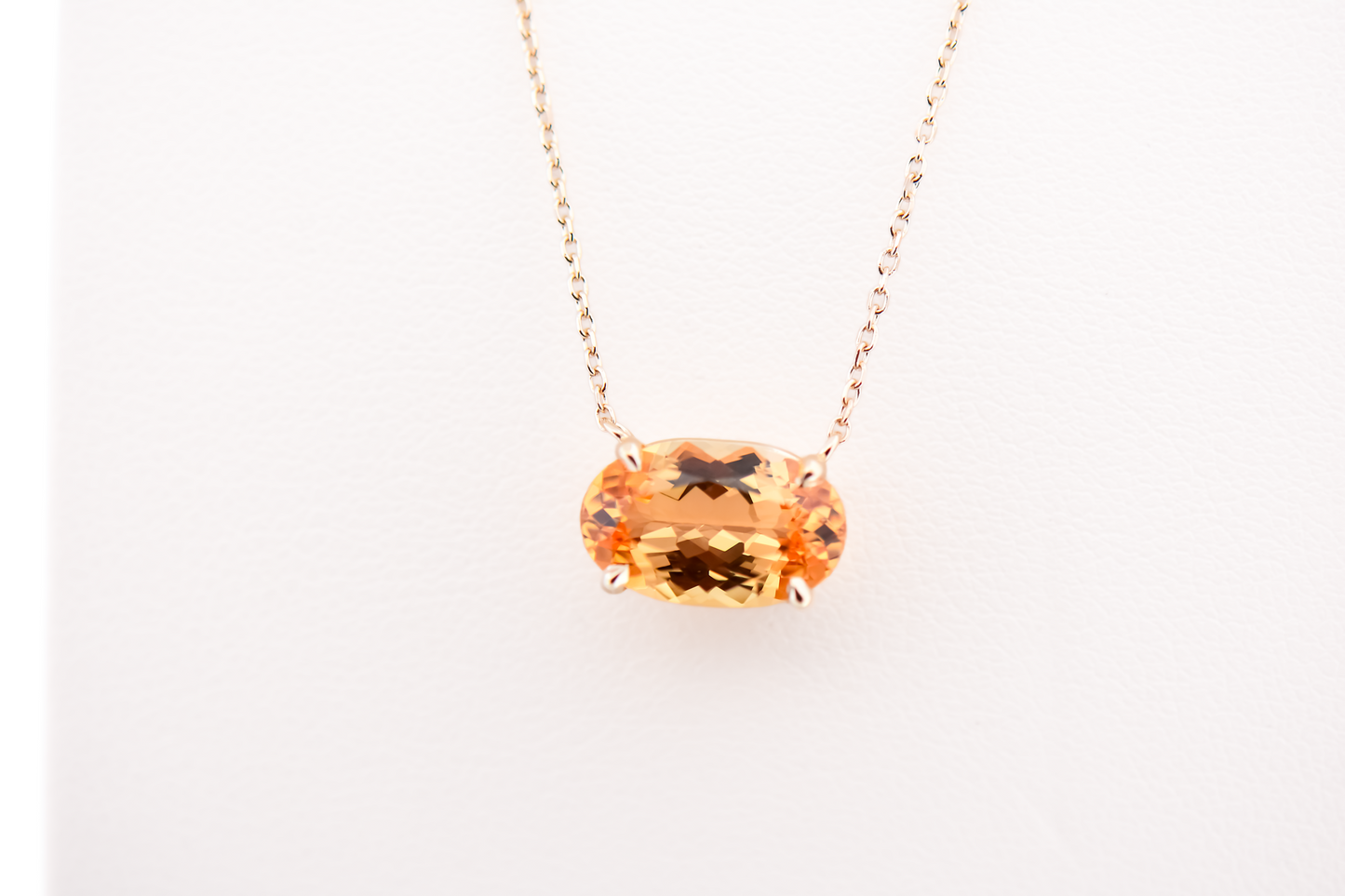 Modern East-West Necklace with Imperial Topaz set in Yellow Gold