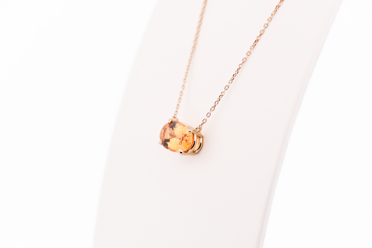 Modern East-West Necklace with Imperial Topaz set in Yellow Gold