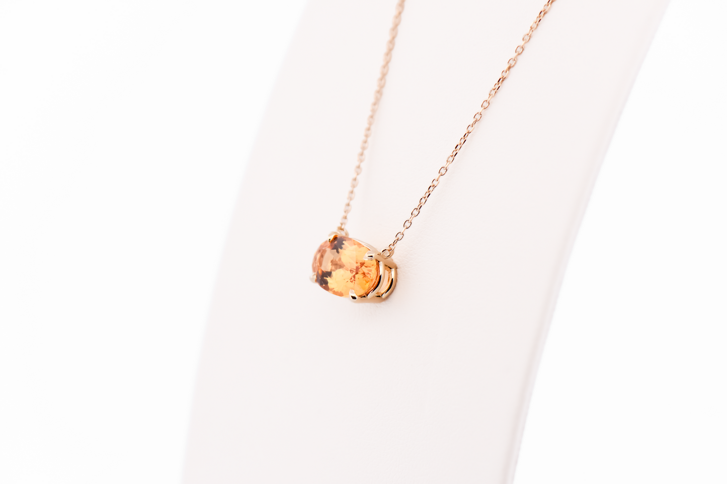 Modern East-West Necklace with Imperial Topaz set in Yellow Gold