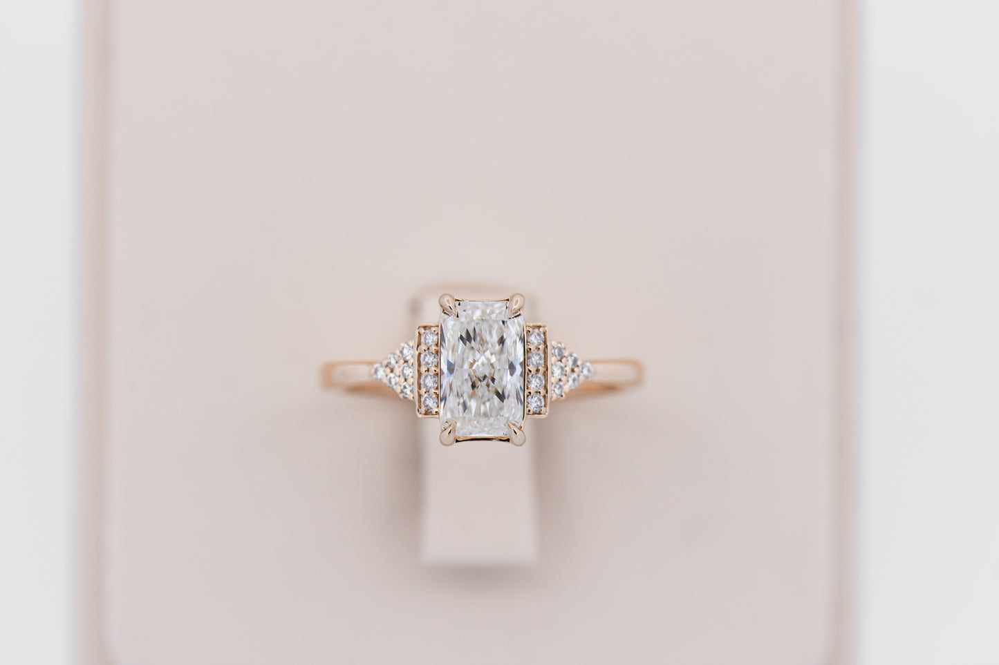 Modern Elongated Radiant Cut Diamond Engagement Ring in Yellow Gold - GIA