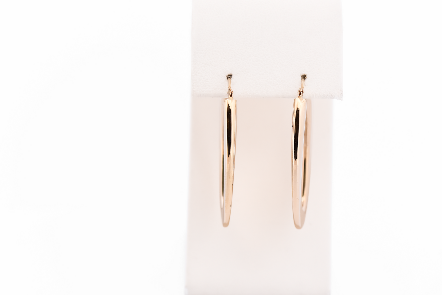 Modern Estate Oval Hollow Hoop Earrings in Yellow Gold
