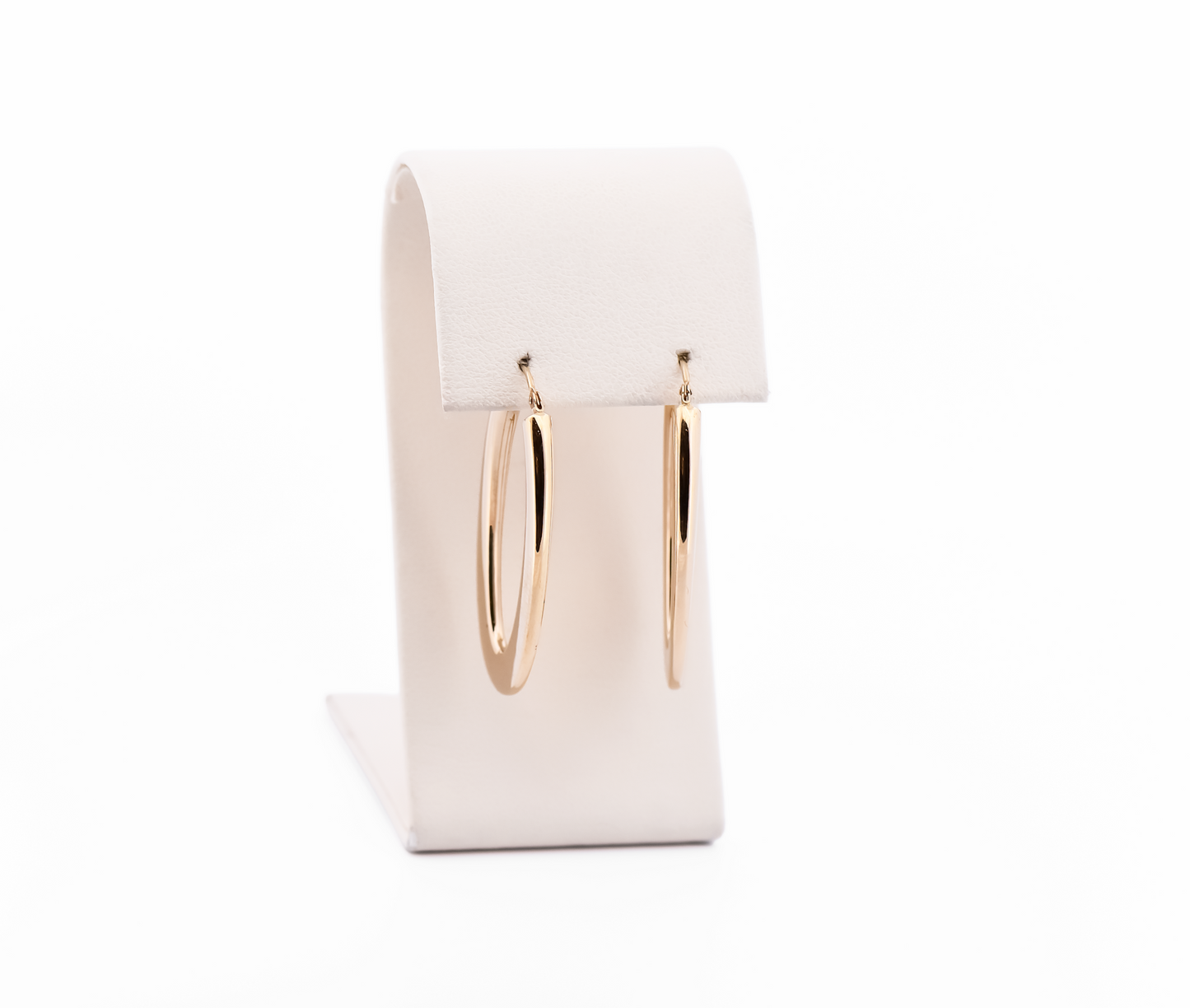 Modern Estate Oval Hollow Hoop Earrings in Yellow Gold