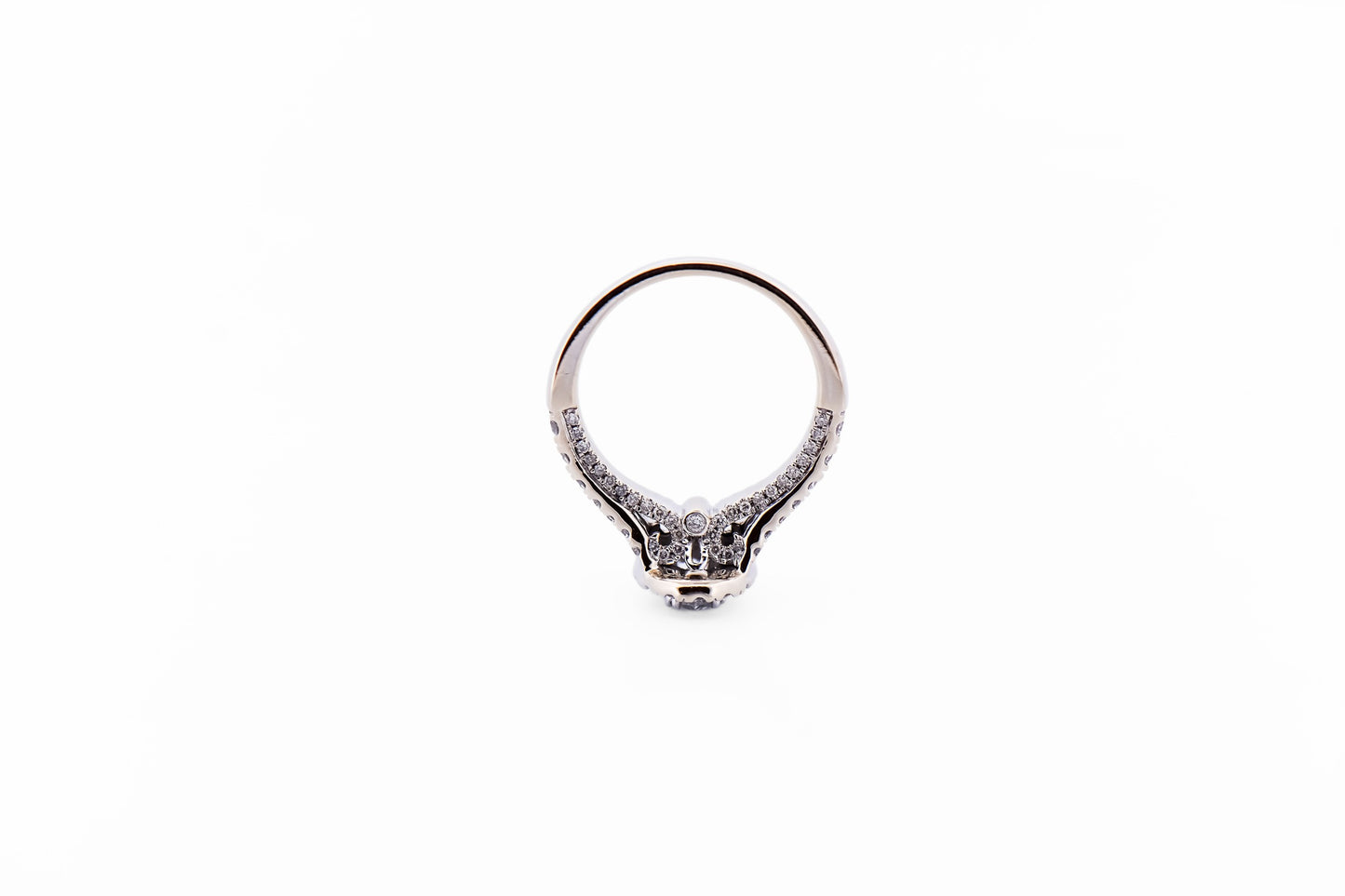 Modern Oval Halo Diamond Engagement Ring in White Gold