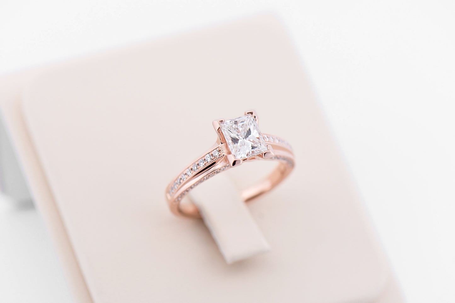Modern Rose Gold Engagement Ring with 1ct Princess Cut Diamond