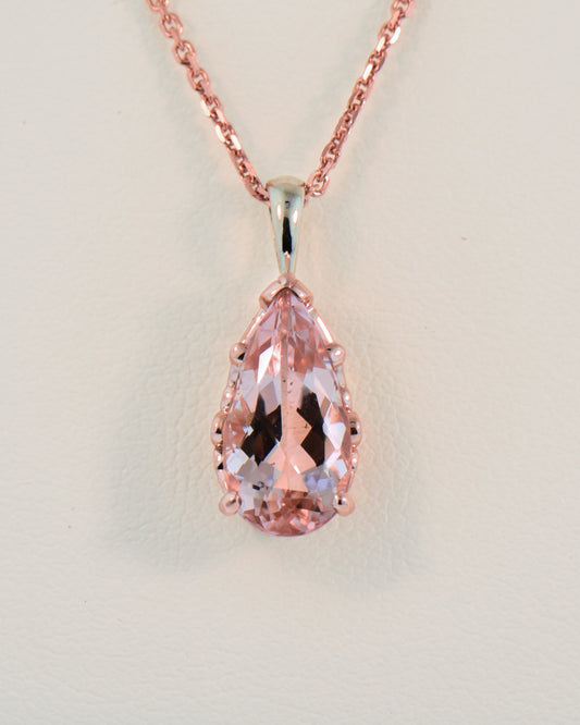 Pear Shape Nigerian Morganite Solitaire Pendant