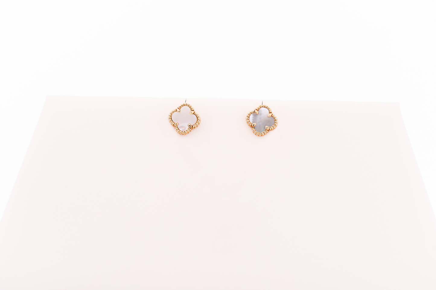 Mother of Pearl Inlay Alhambra Necklace & Earring Set in Yellow Gold
