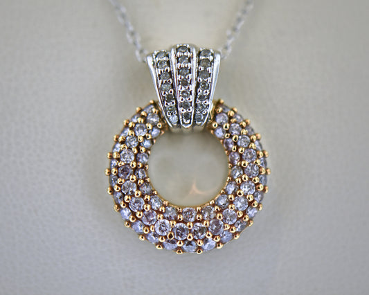 Estate Diamond Pendant with Natural Pink & White Diamonds