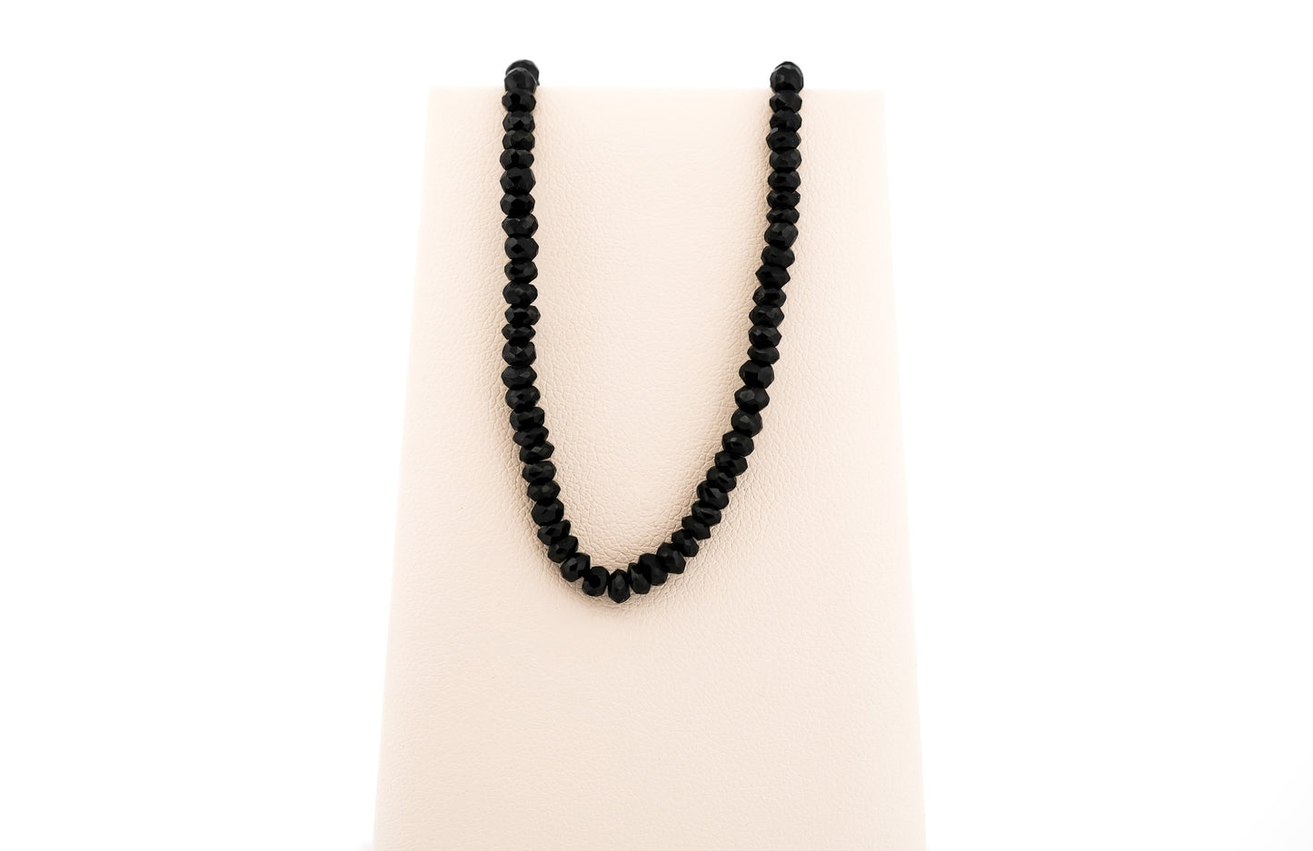 Natural Black Spinel Rondelle Bead Necklace with 14k Clasp