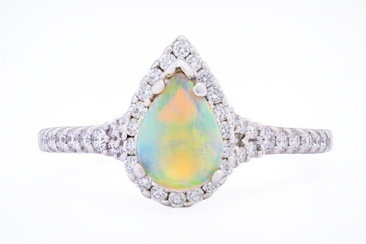 Neil Lane Australian Opal & Diamond Ring in 14k White Gold