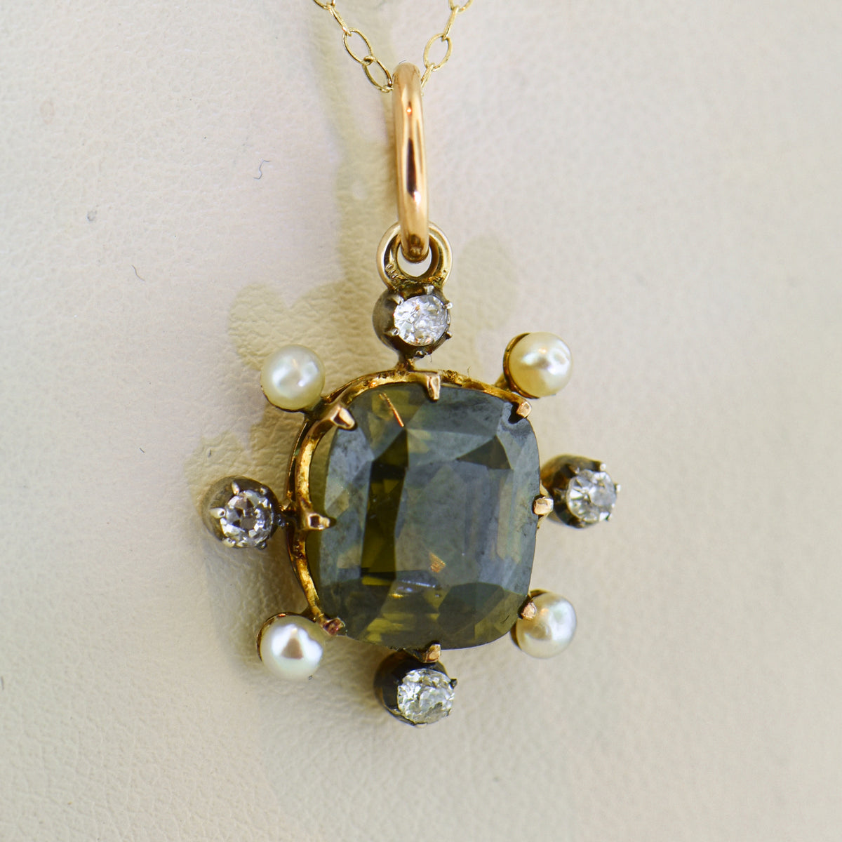 Victorian Pendant with Rare Radioactive Green Zircon