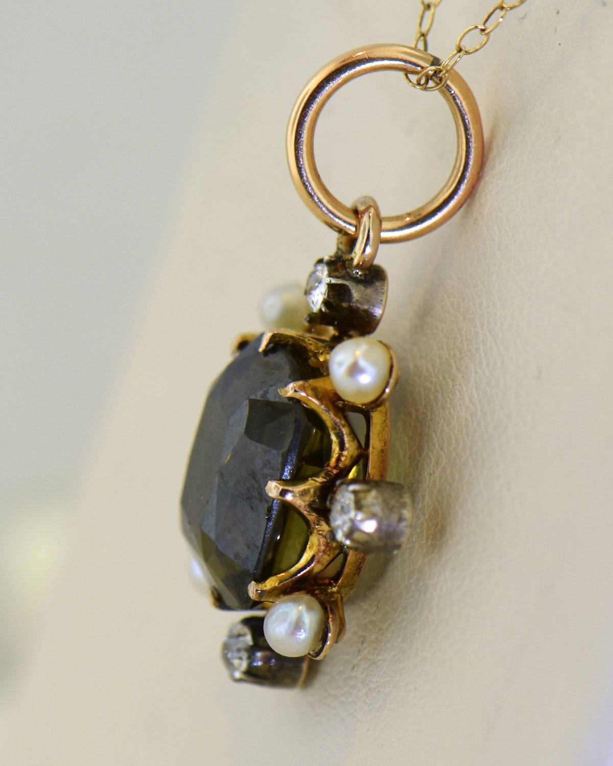 Victorian Pendant with Rare Radioactive Green Zircon