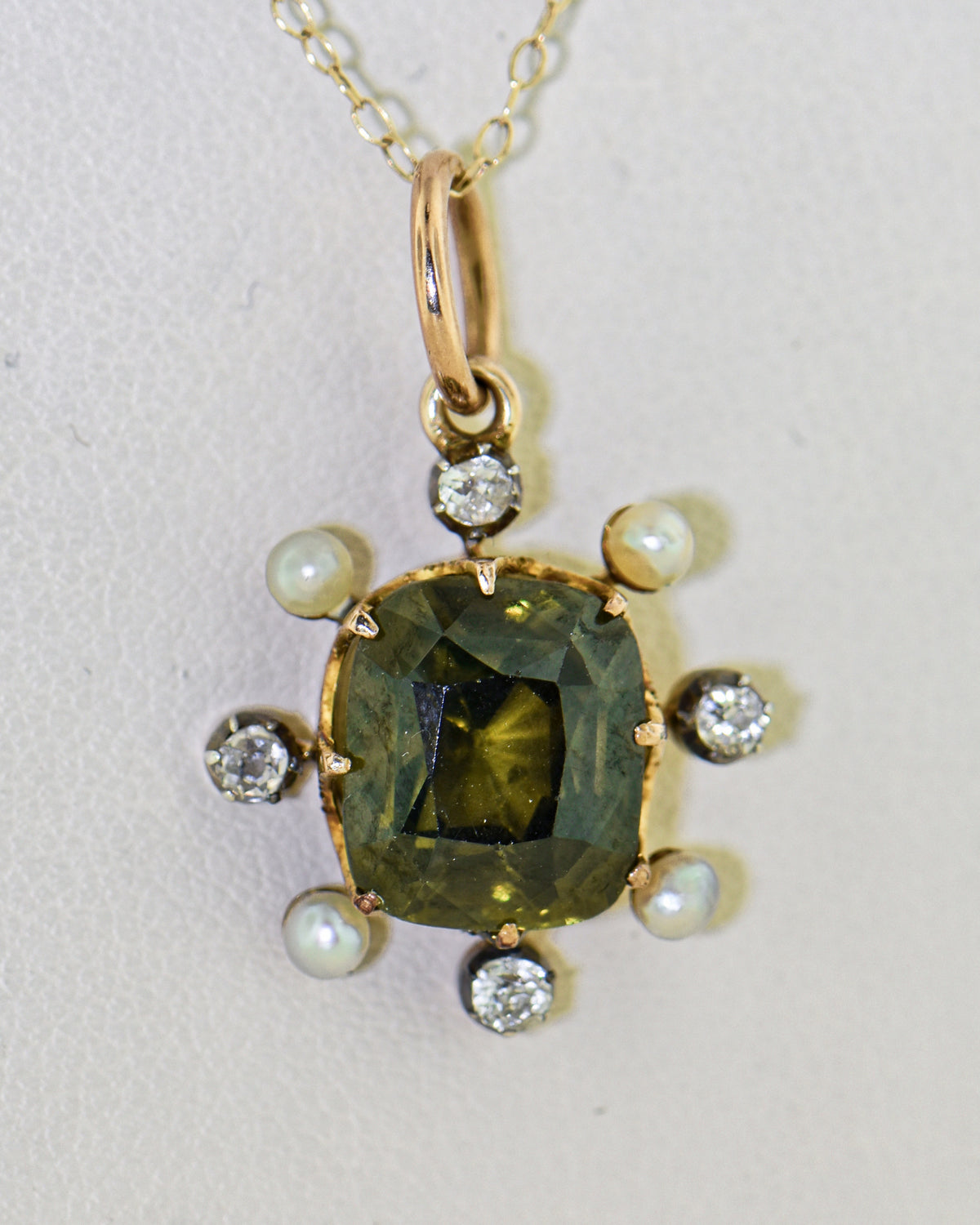 Victorian Pendant with Rare Radioactive Green Zircon