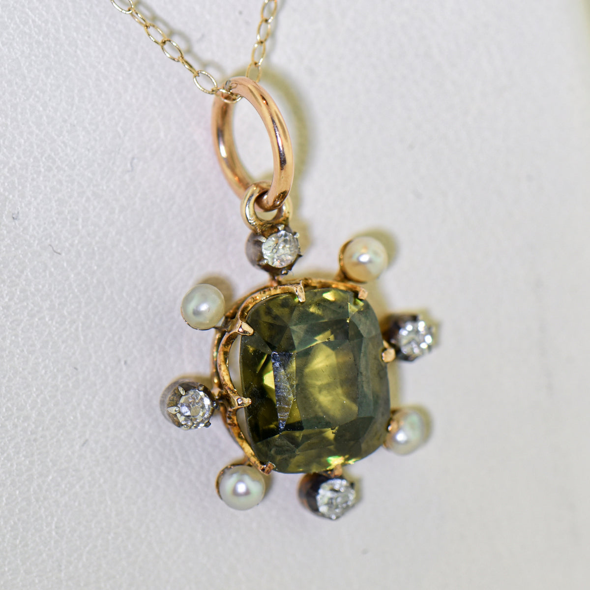 Victorian Pendant with Rare Radioactive Green Zircon