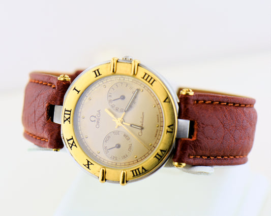 1980s Omega Constellation Quartz Calendar Wrist Watch