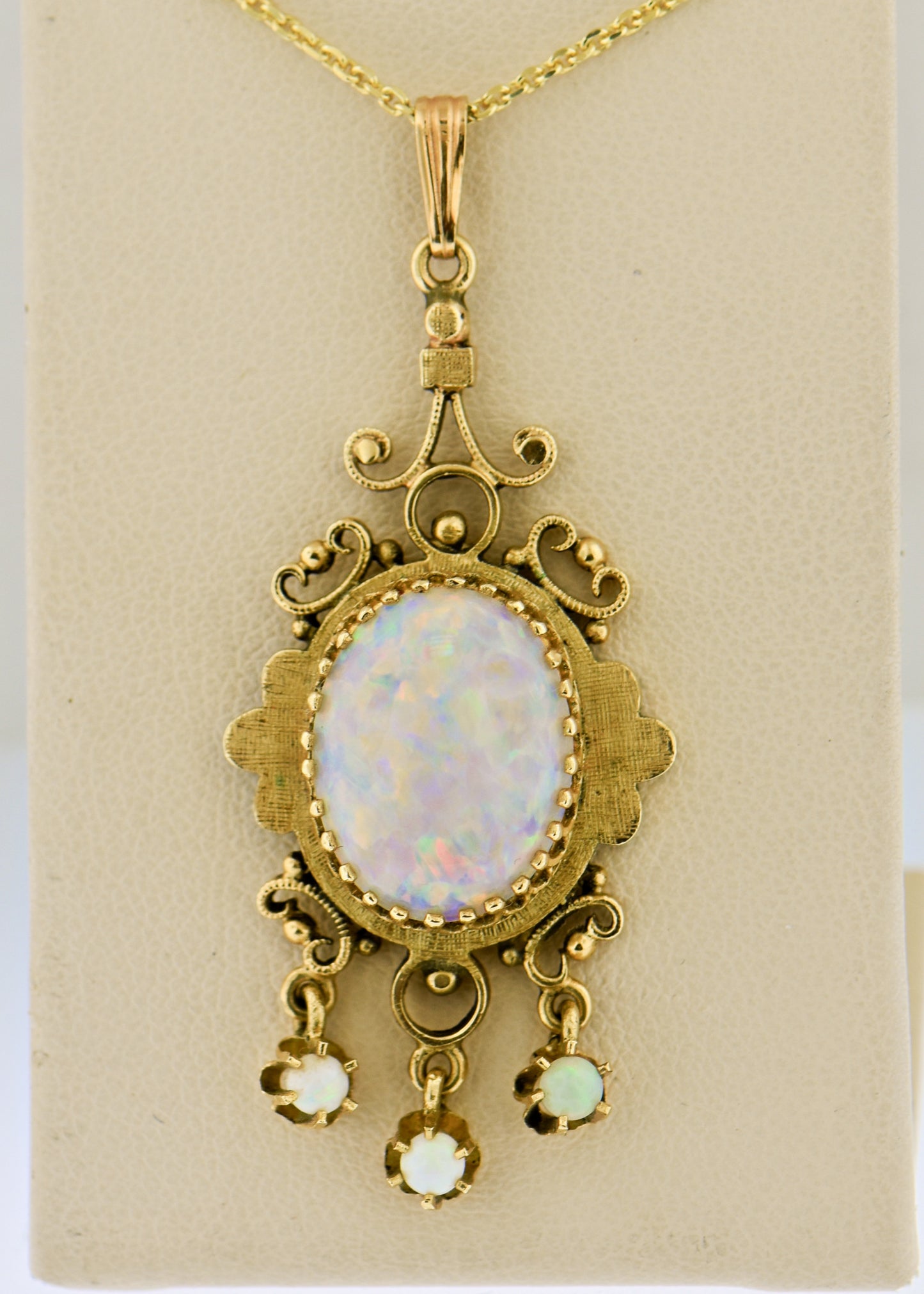 Mid-Century Vintage Italianate Gold & Opal Pendant