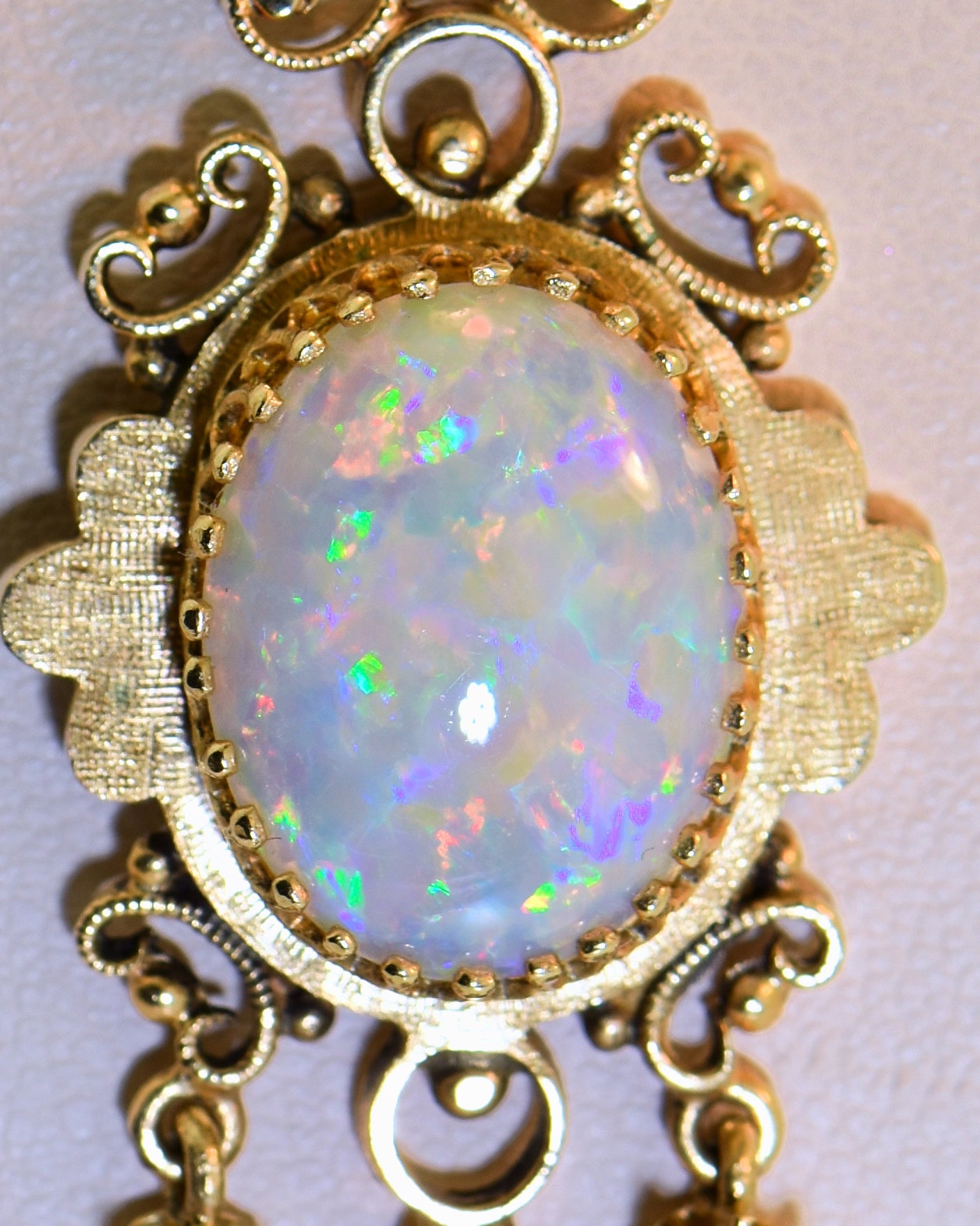 Mid-Century Vintage Italianate Gold & Opal Pendant