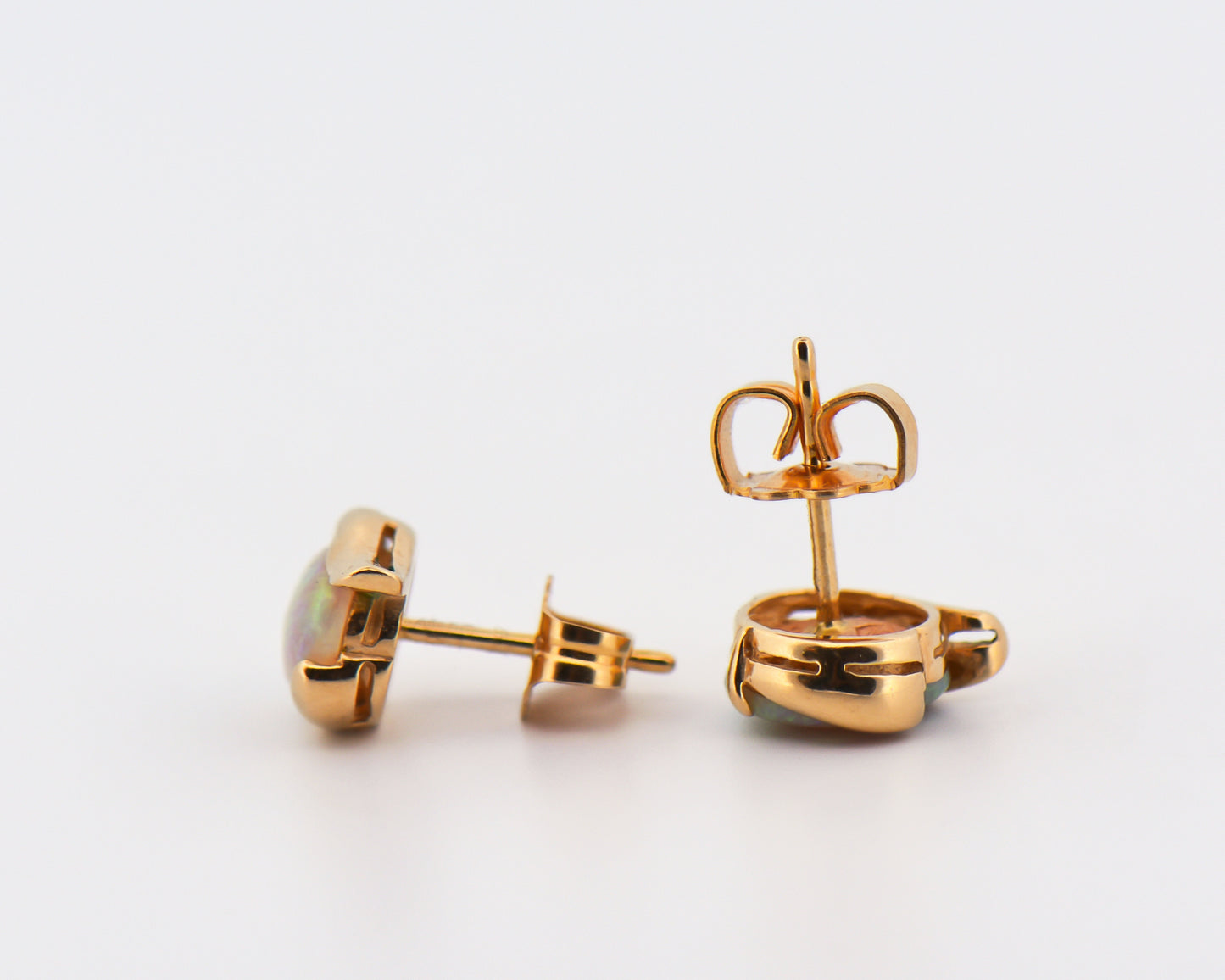 Australian Crystal Opal Studs in Yellow Gold