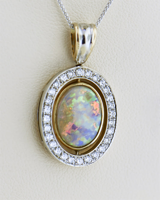 Reversible Opal Pendant with Diamond Accents