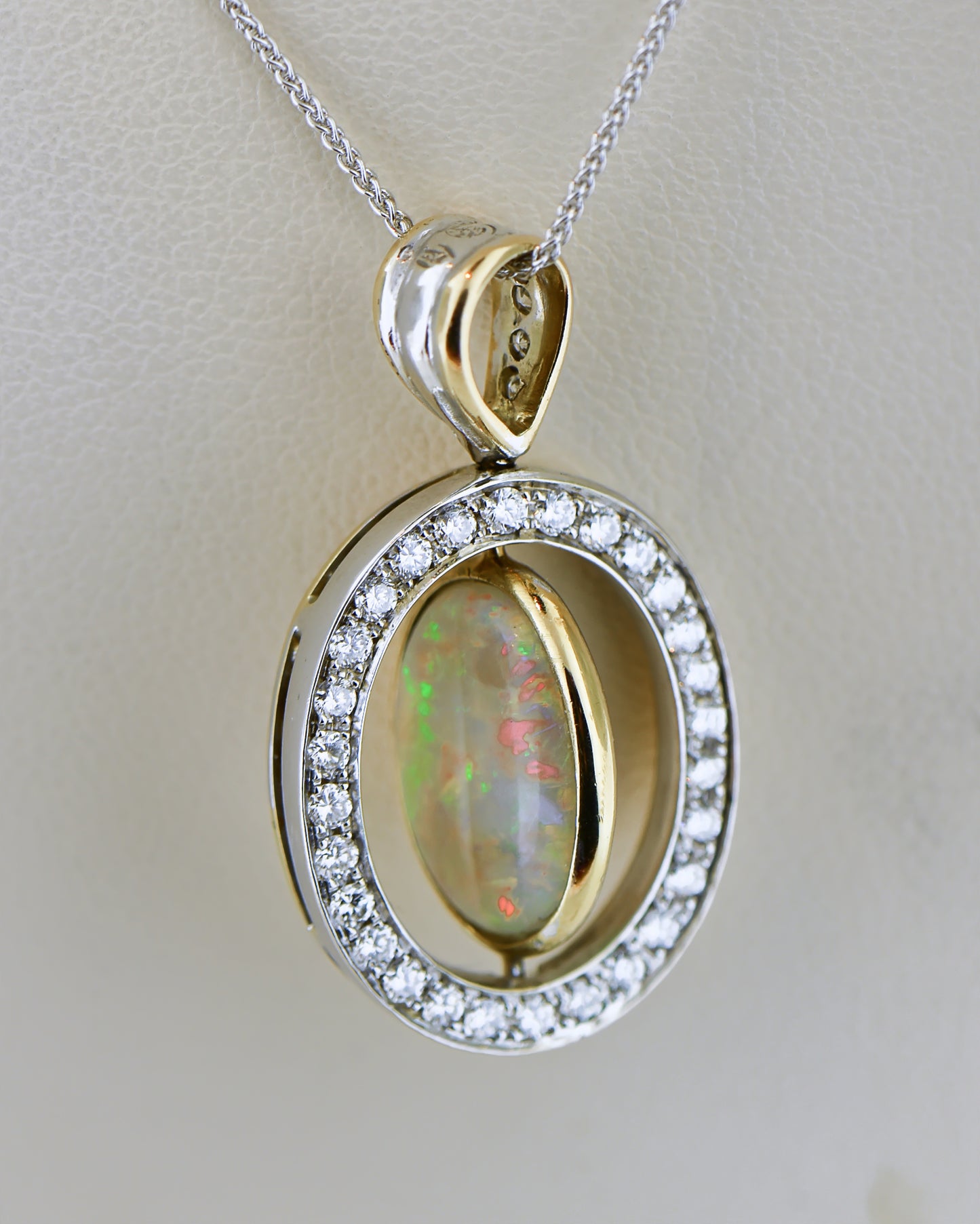 Reversible Opal Pendant with Diamond Accents