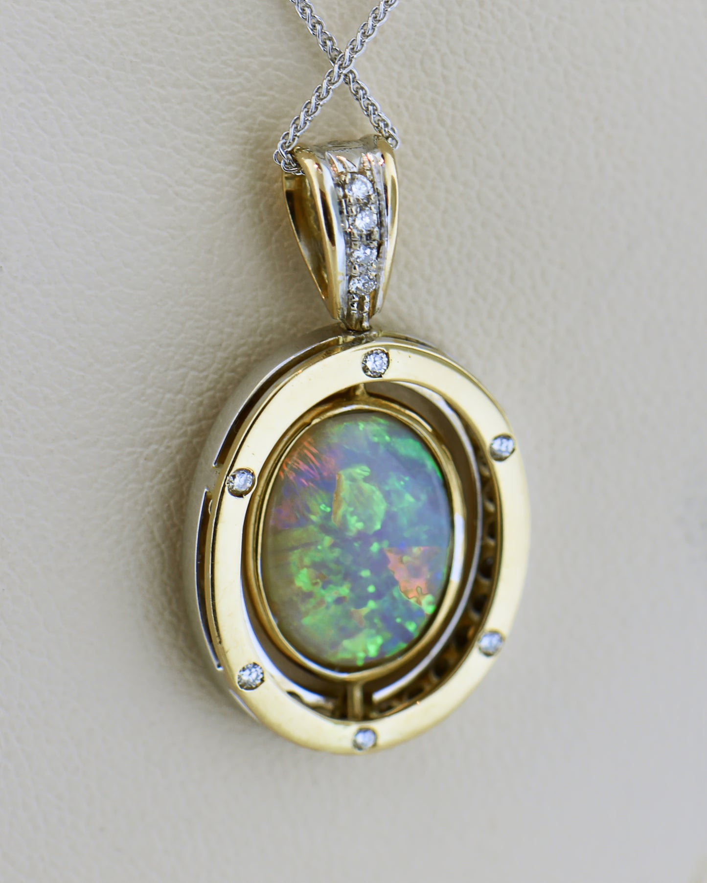 Reversible Opal Pendant with Diamond Accents