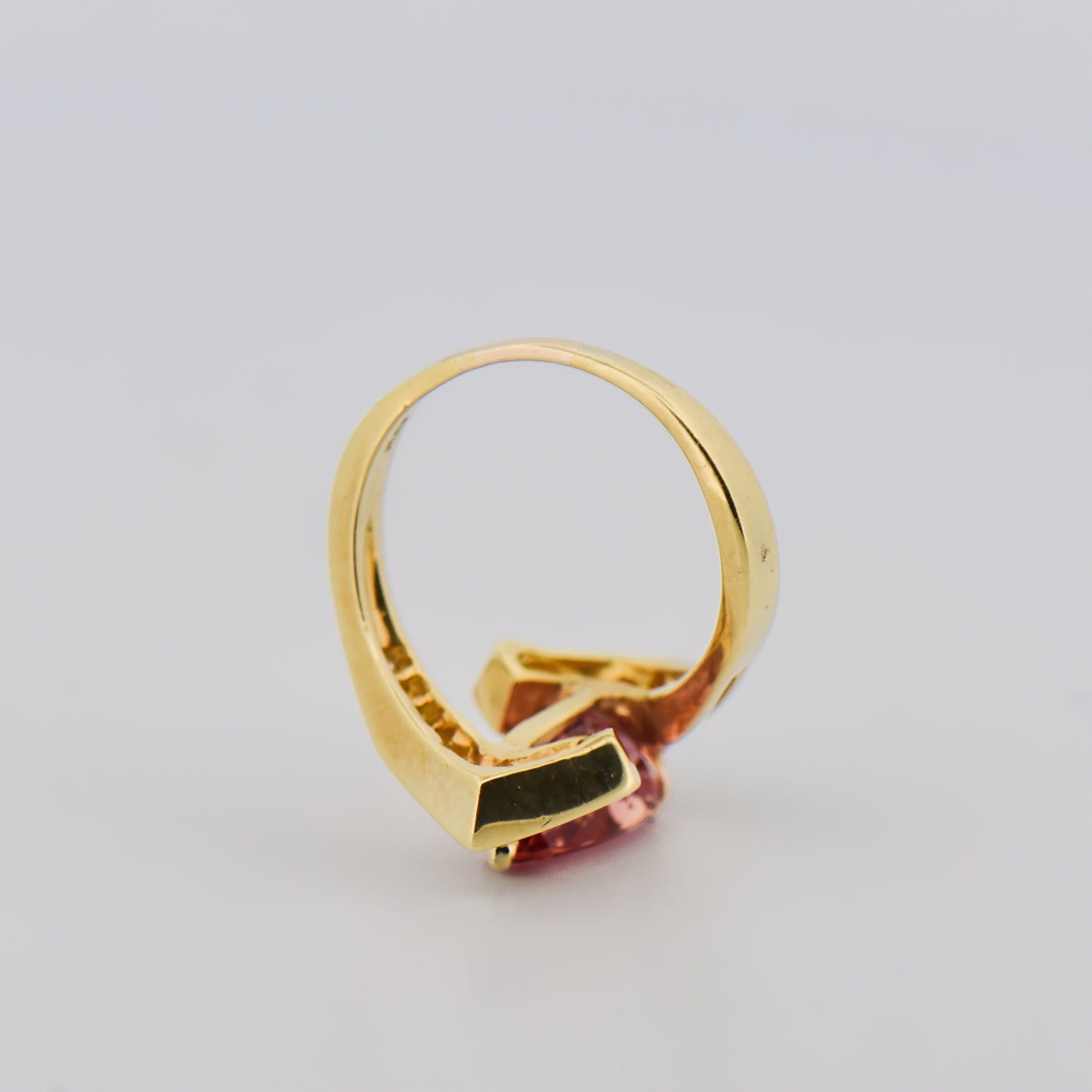Pear-Shaped Imperial Topaz and Diamond Chevron Ring in 18k Yellow Gold