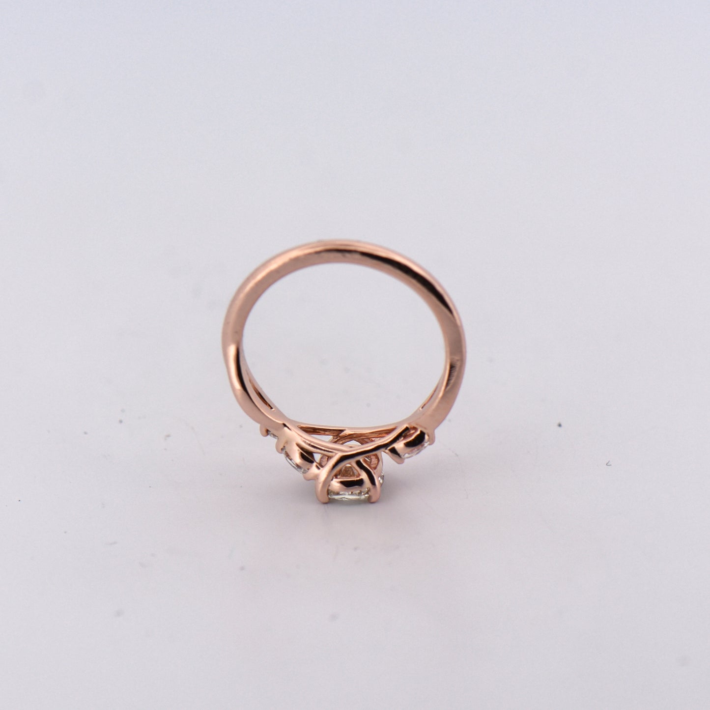 Oval Diamond Engagement Ring with Rose Gold Branch Design