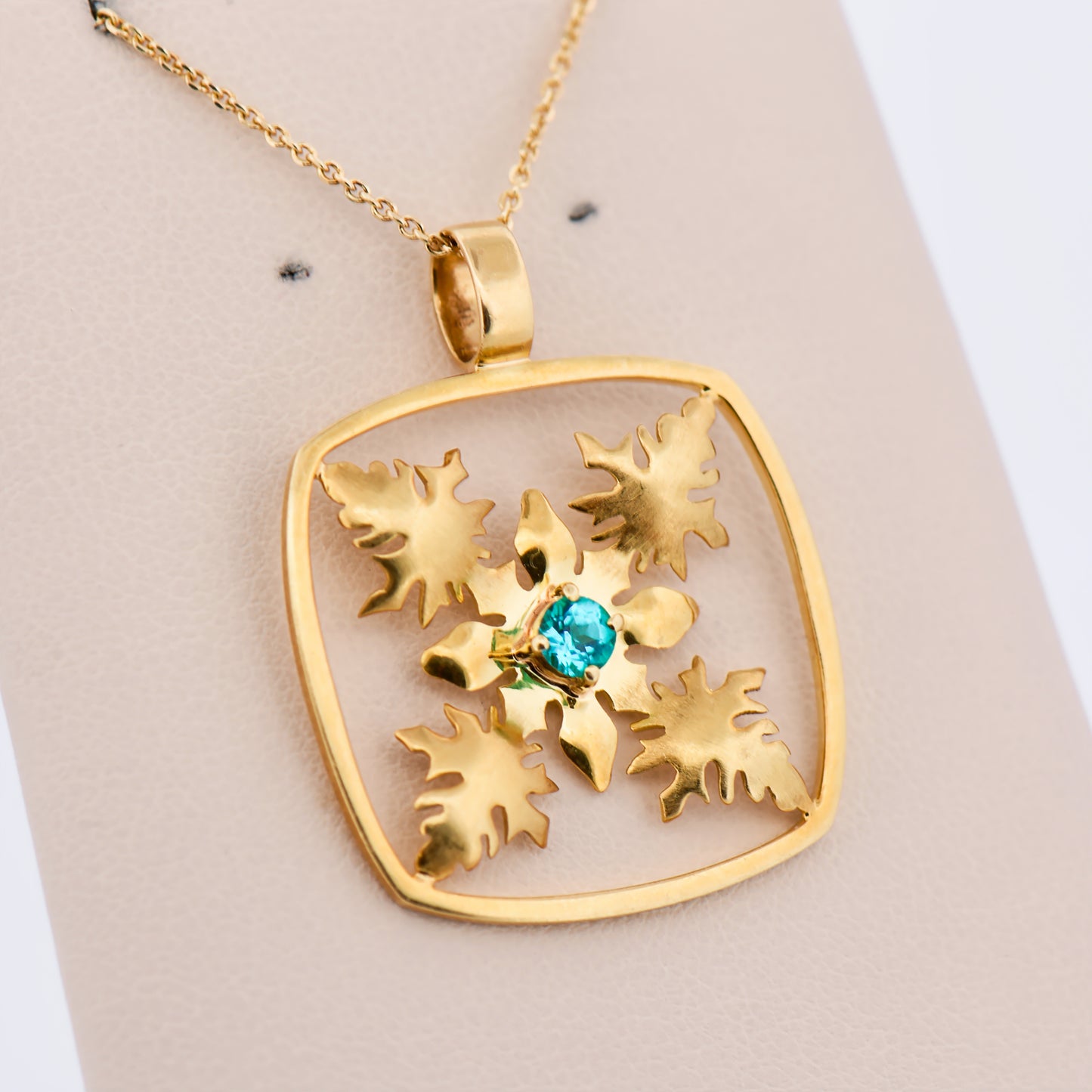 Floral Paraiba Tourmaline Pendant in 18k Yellow Gold