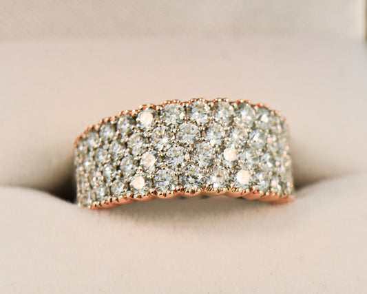 Custom Pavé Diamond Band in Rose & White Gold