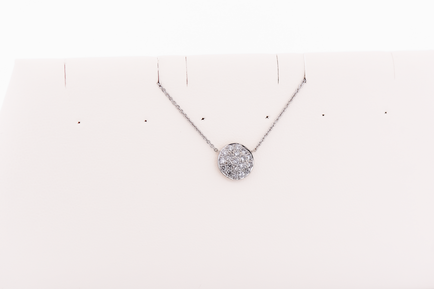 Pave Diamond Circle Necklace in 18k White Gold